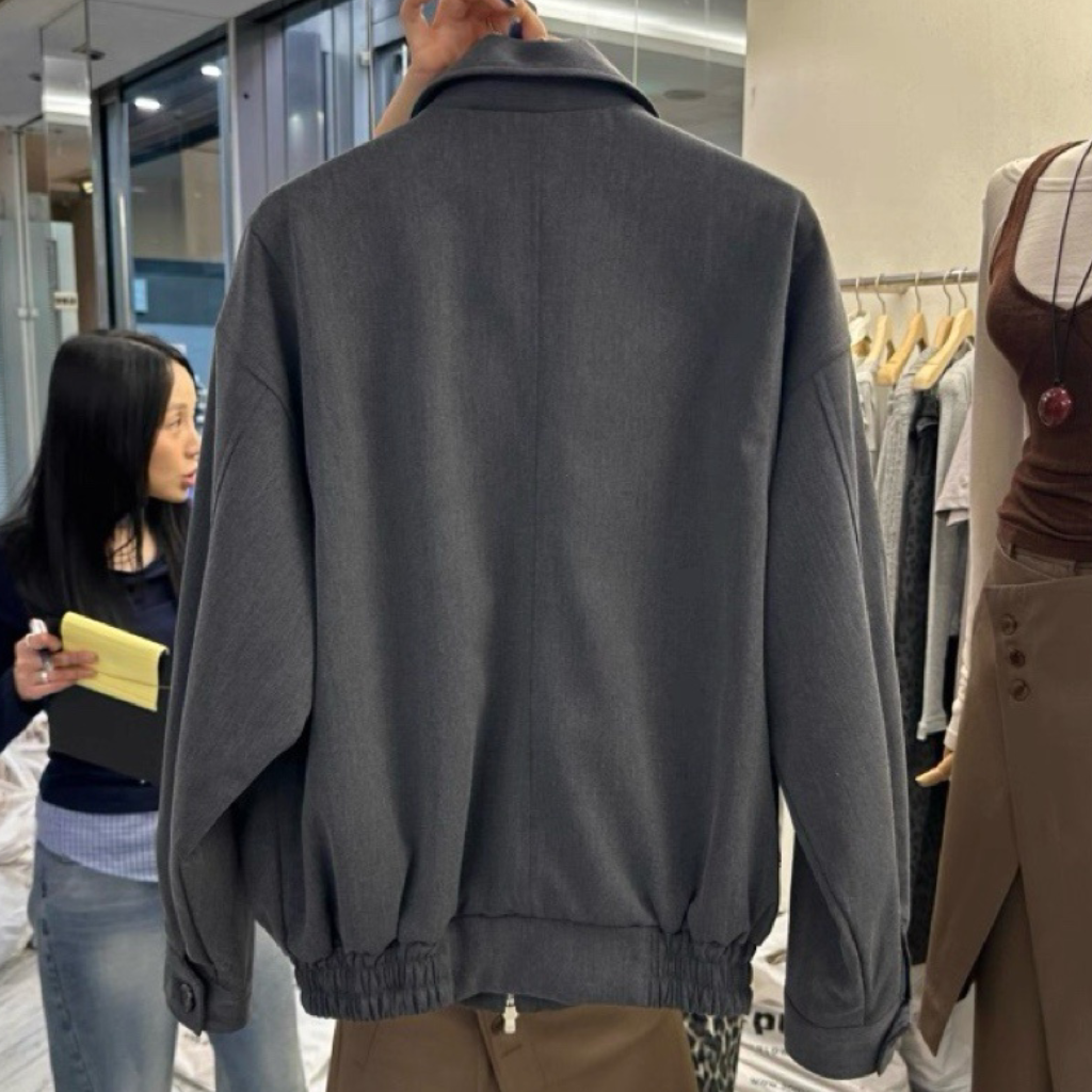 ST21771- 韓國法式簡約荷葉邊翻領寬鬆短外套