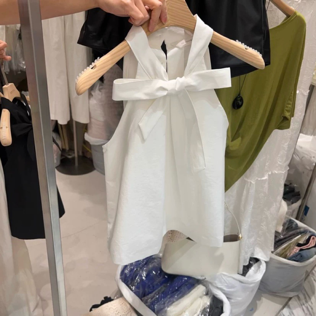 TP21561- 法式優雅蝴蝶結無袖背心上衣