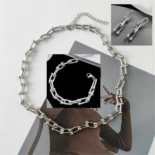 JW21661- 個性純銀U型馬蹄項鏈:都會潮流,指間的幸運符碼