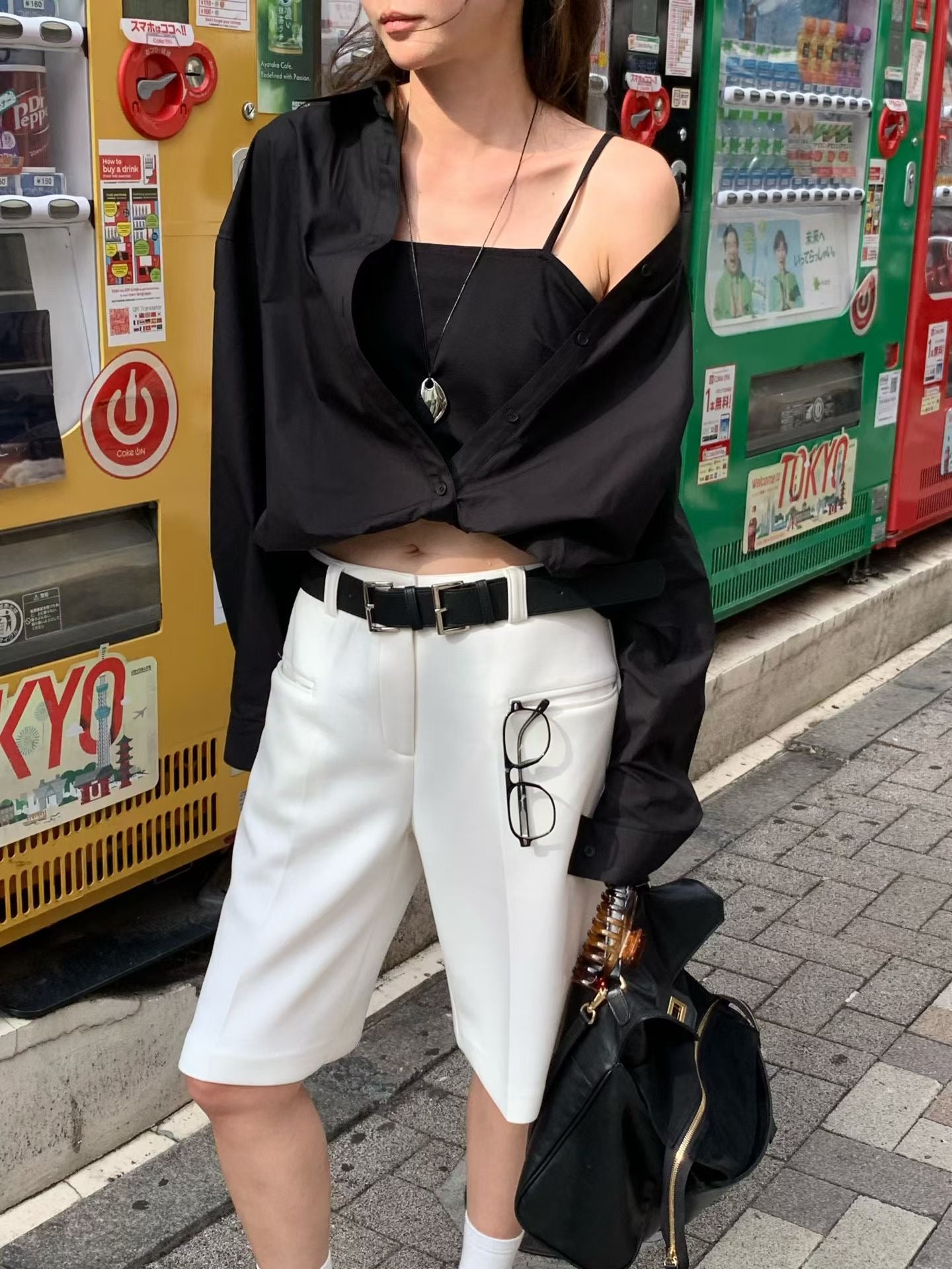 PT21879 - Korean Fashion Versatile High-Waisted Slimming Casual Bermuda Shorts (Without Waistband)