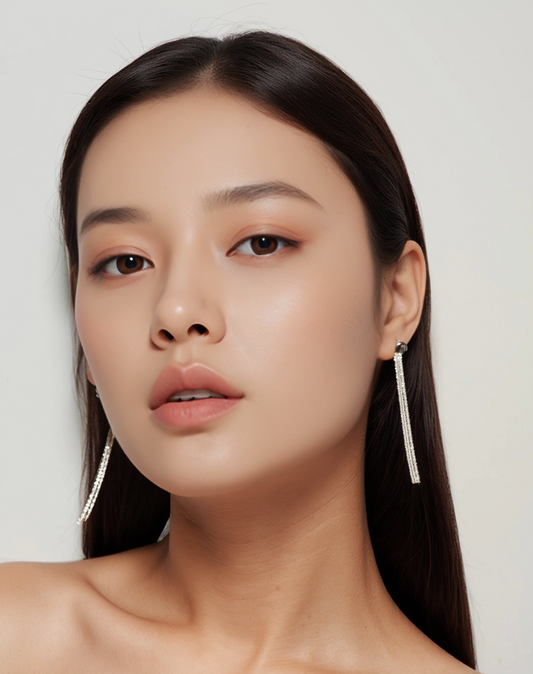 JW21621- 簡約純銀閃耀長流蘇耳飾