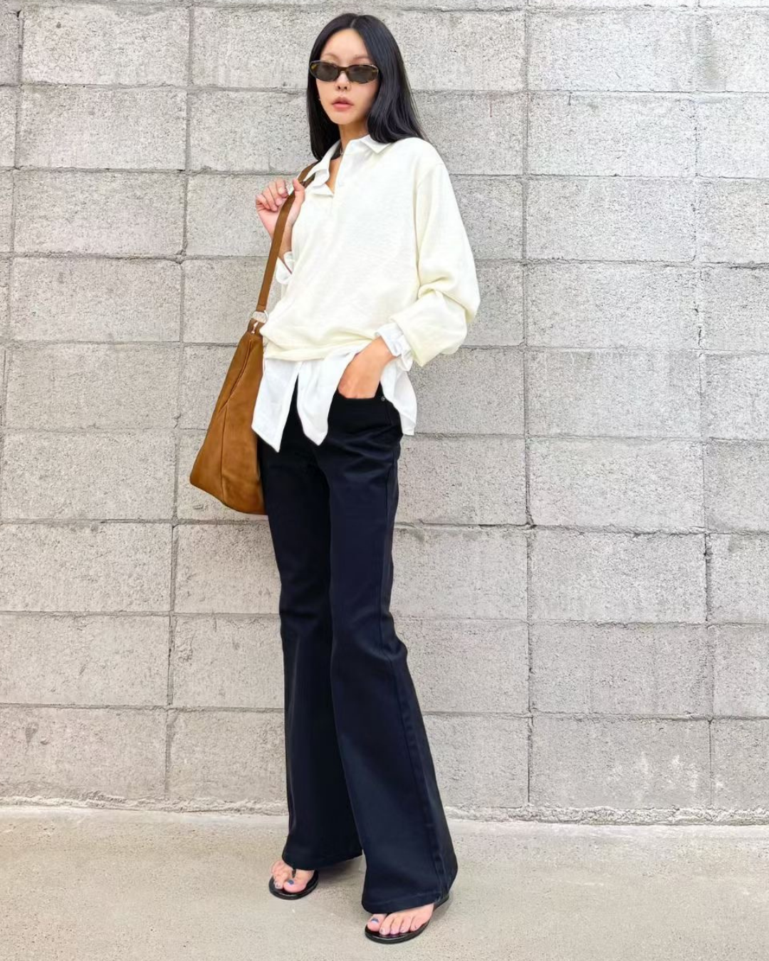 ST22030- 韓國拼色百褶裙配真絲羊毛透薄V領長袖