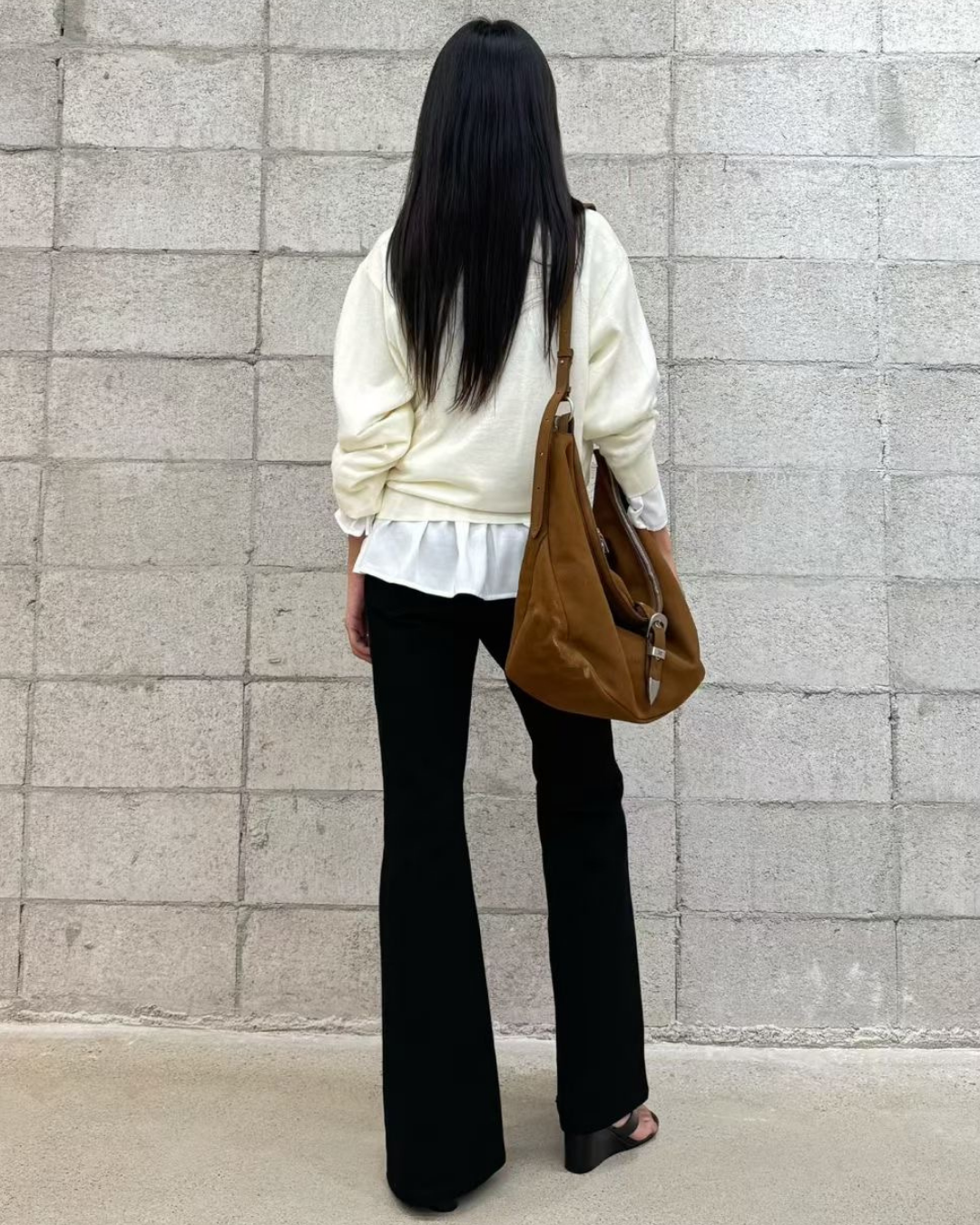 ST22030- 韓國拼色百褶裙配真絲羊毛透薄V領長袖