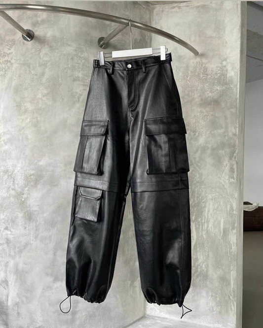 PT22093- 韓國個性前衛PU皮革長褲