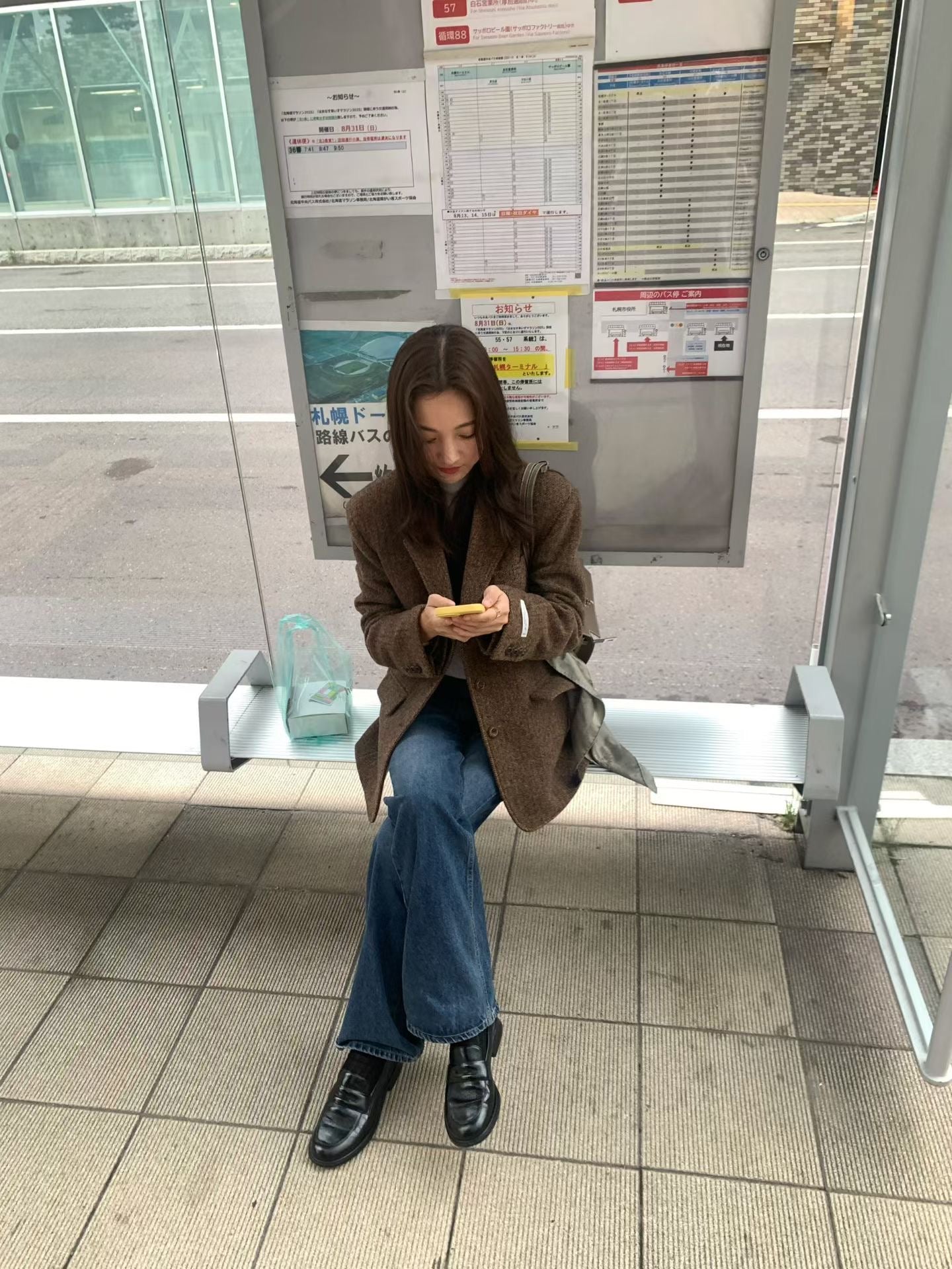 OT21888- 英倫風羊毛人字紋西裝外套