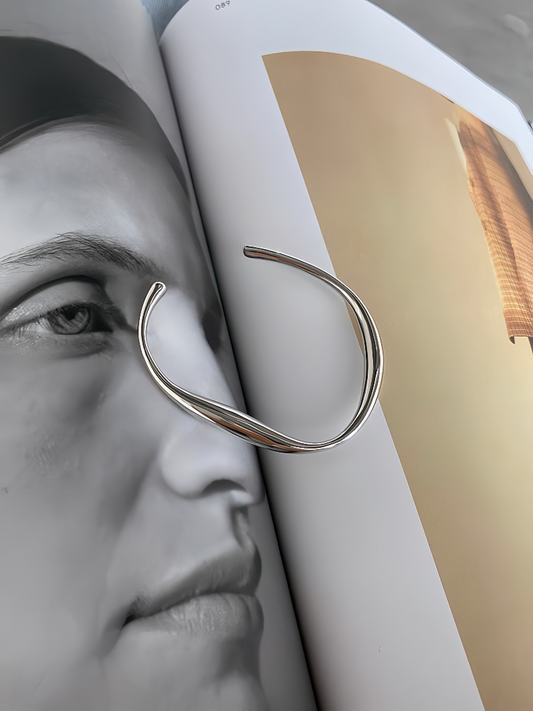 JW21697- 時尚流線925純銀開口手鐲