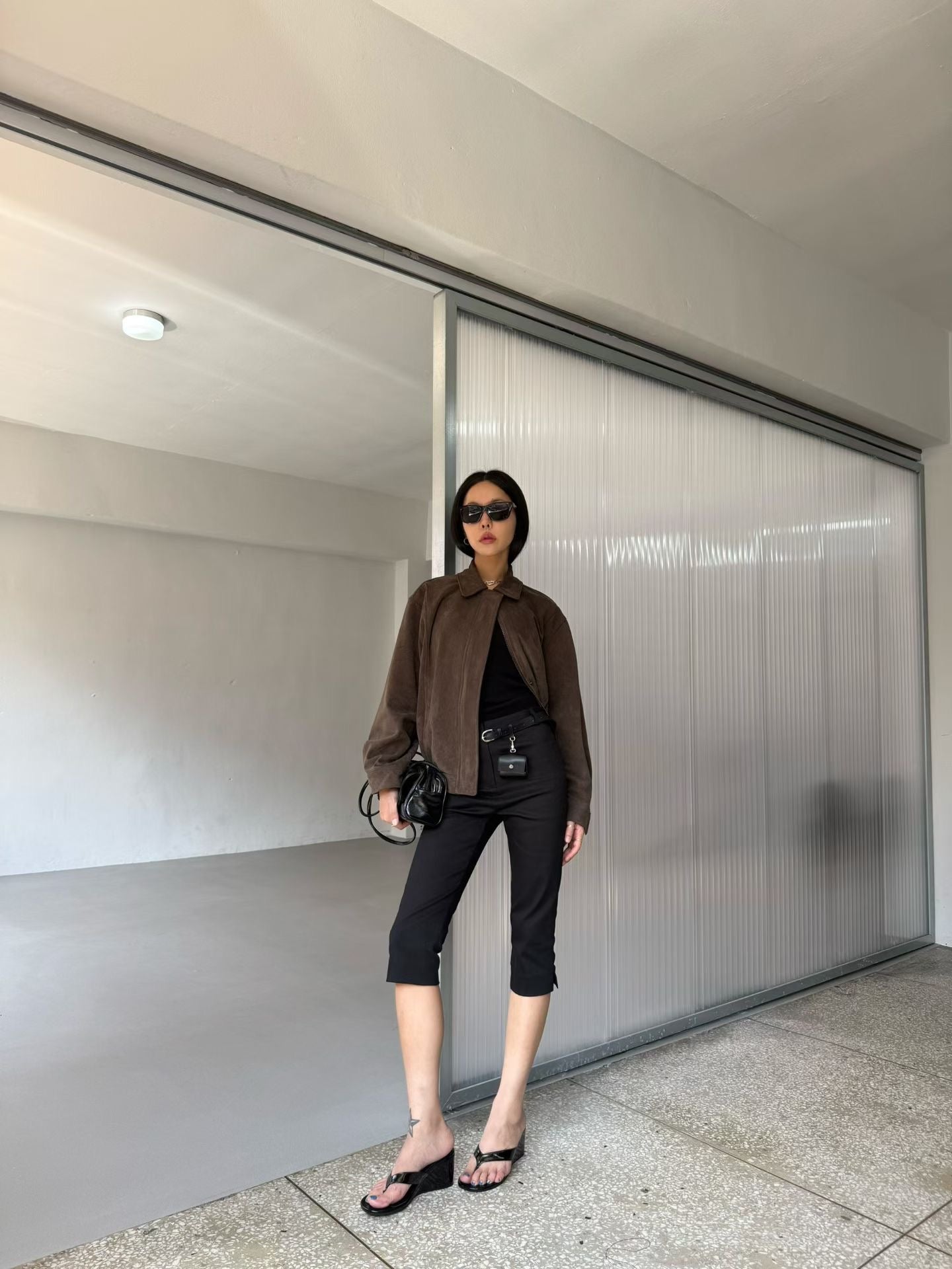 OT22031- 韓國復古麂皮絨寬鬆外套