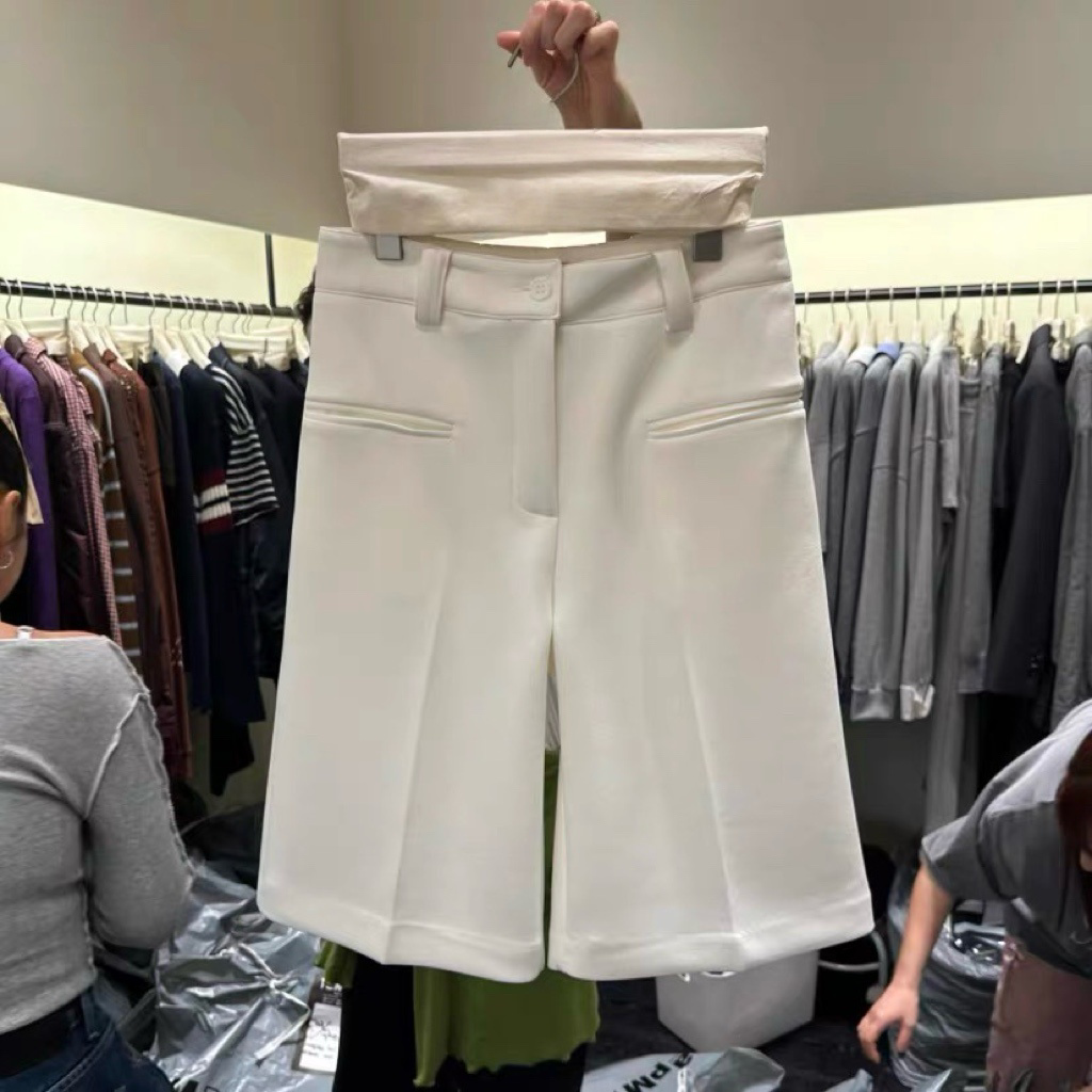 PT21879 - Korean Fashion Versatile High-Waisted Slimming Casual Bermuda Shorts (Without Waistband)