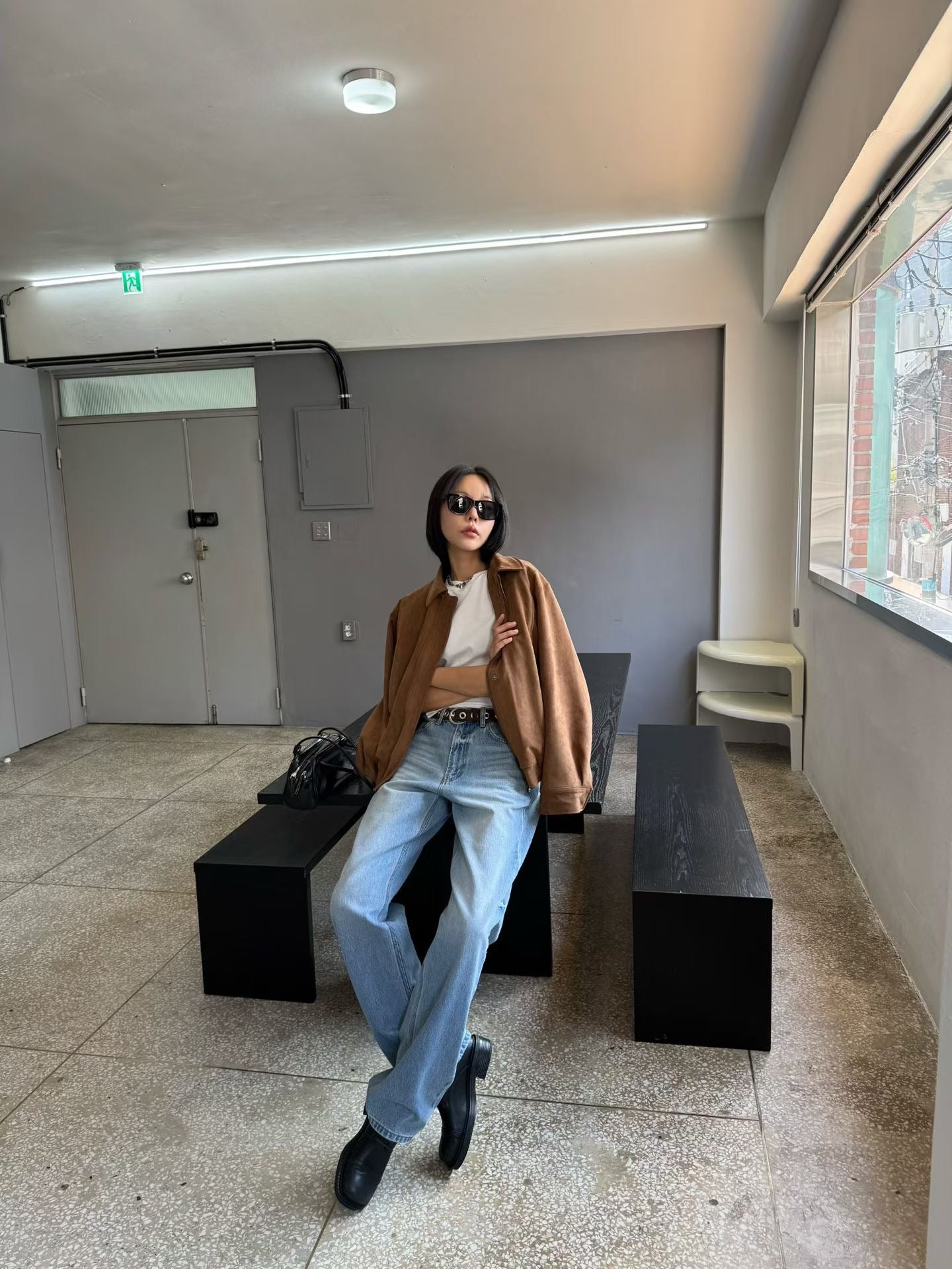 OT22031- 韓國復古麂皮絨寬鬆外套