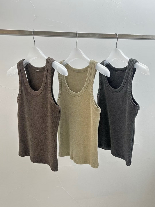 TP21880- 韓國高質基礎款無袖羅紋針織背心