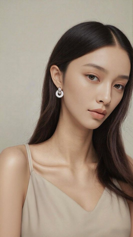 JW21631- 奢華交織滿鑽雙圈鋯石耳飾