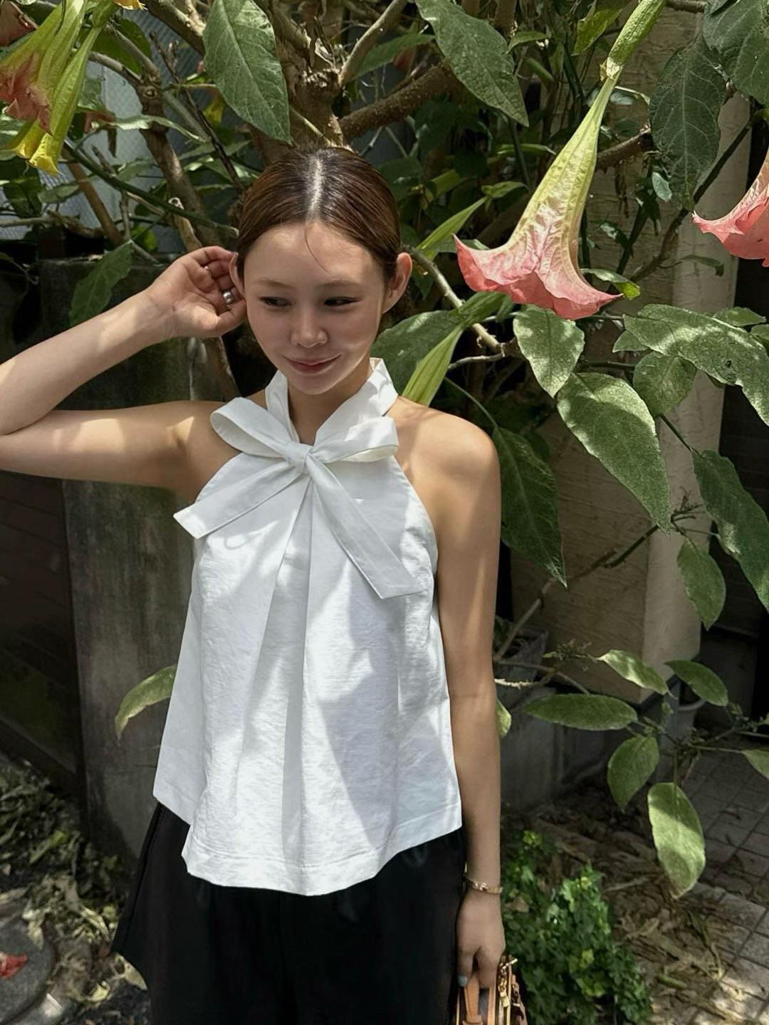 TP21561- 法式優雅蝴蝶結無袖背心上衣