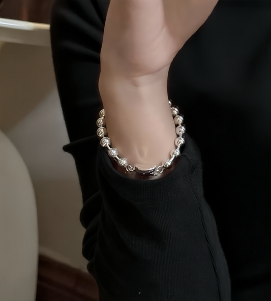 JW21583- S925純銀光面圓珠手鍊簡約時尚百搭