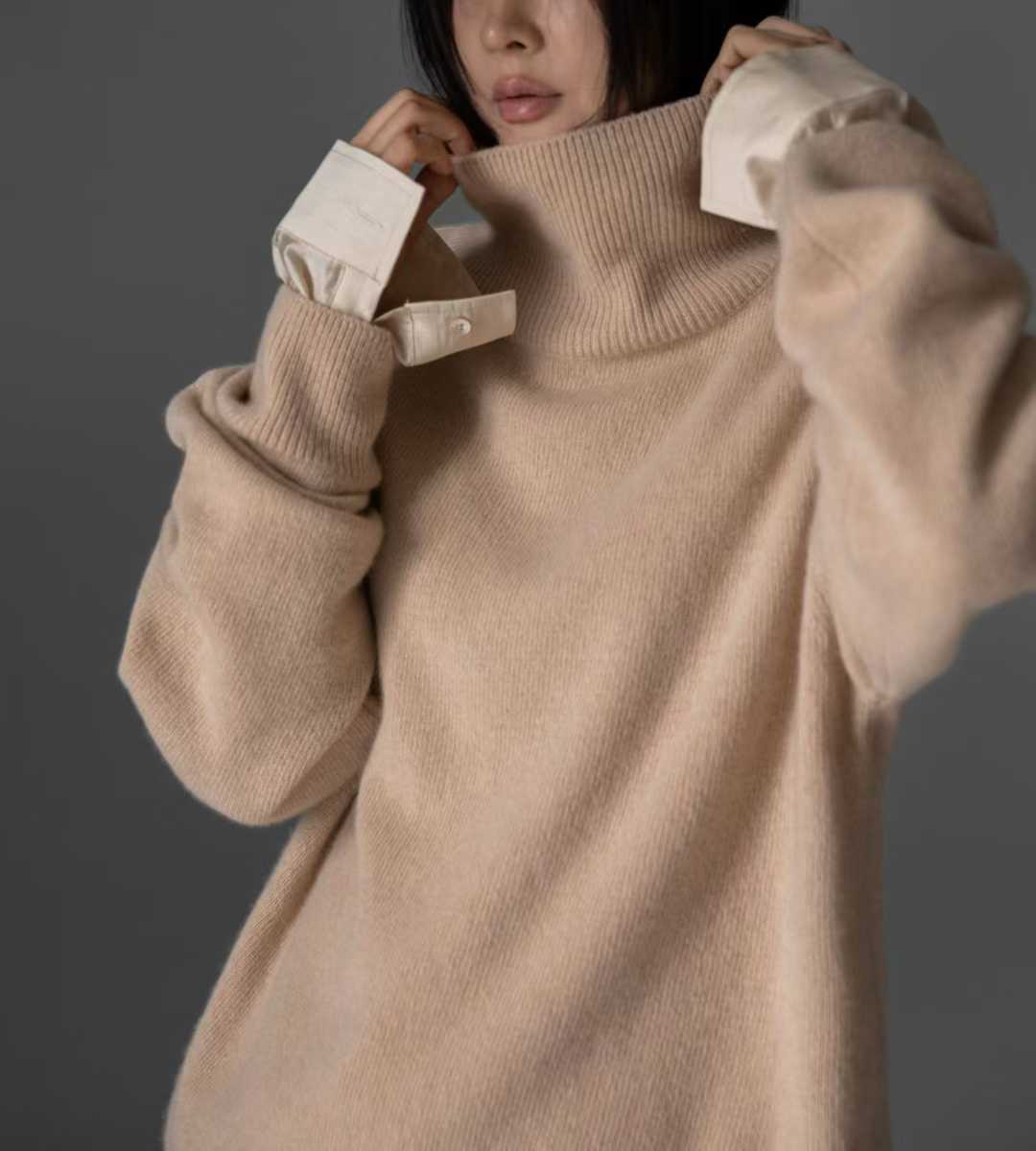 TP22021-韓國羊毛混紡高領針織長袖上衣