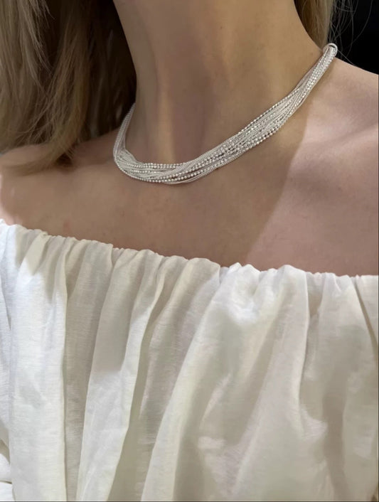 JW21618- 氣質多層銀鏈頸飾