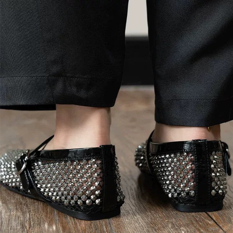 SH21288 - Dazzling Water Diamond Mary Jane Shoes (Women's), Fashionable Diamond-Embellished Flat Shoes
