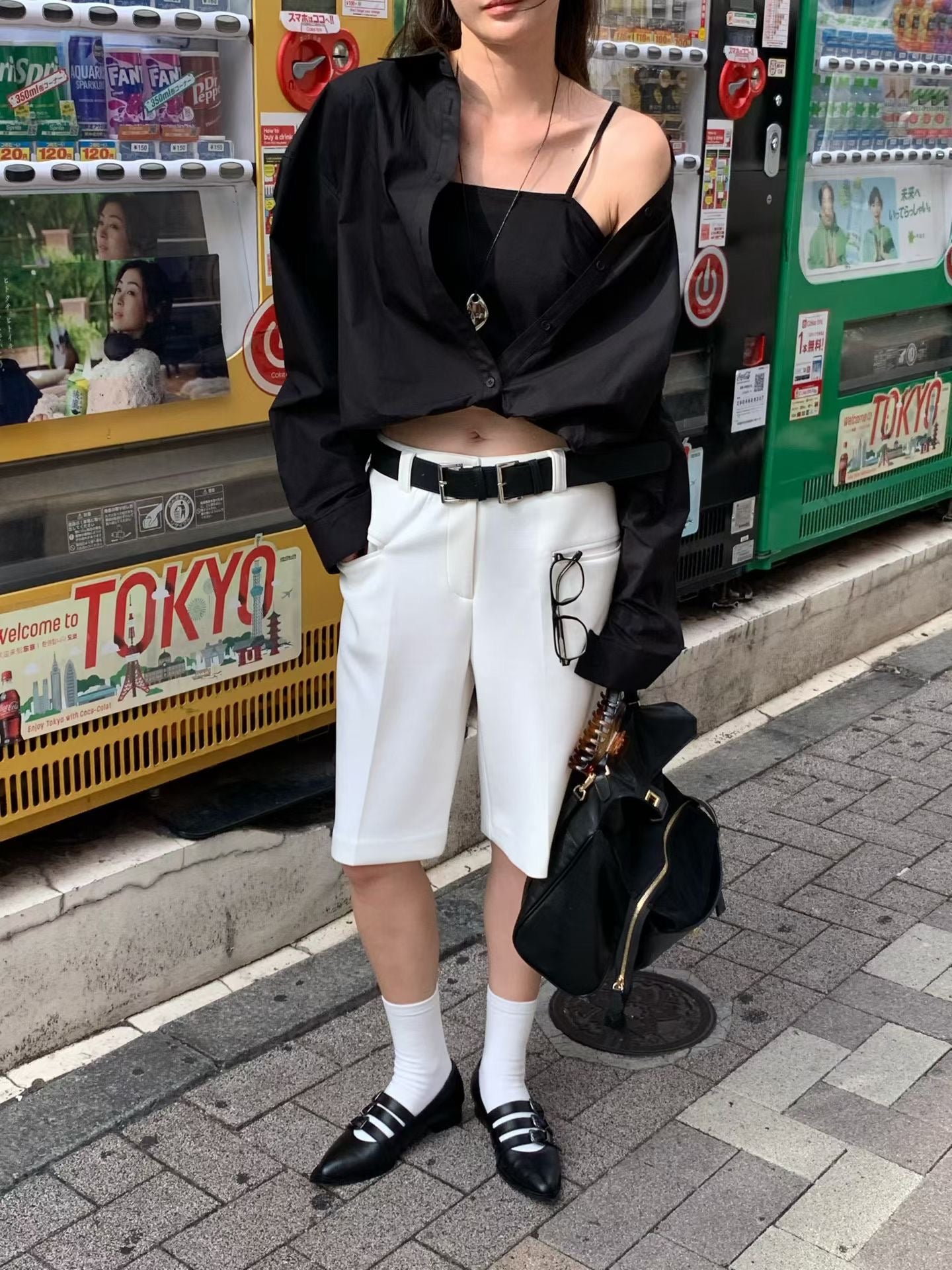 PT21879 - Korean Fashion Versatile High-Waisted Slimming Casual Bermuda Shorts (Without Waistband)