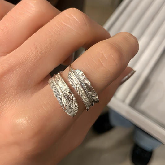 JW21723- 設計感925純銀羽毛戒指