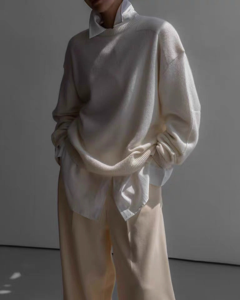 TP22022- 韓國羊絨寬鬆圓領長袖毛衣