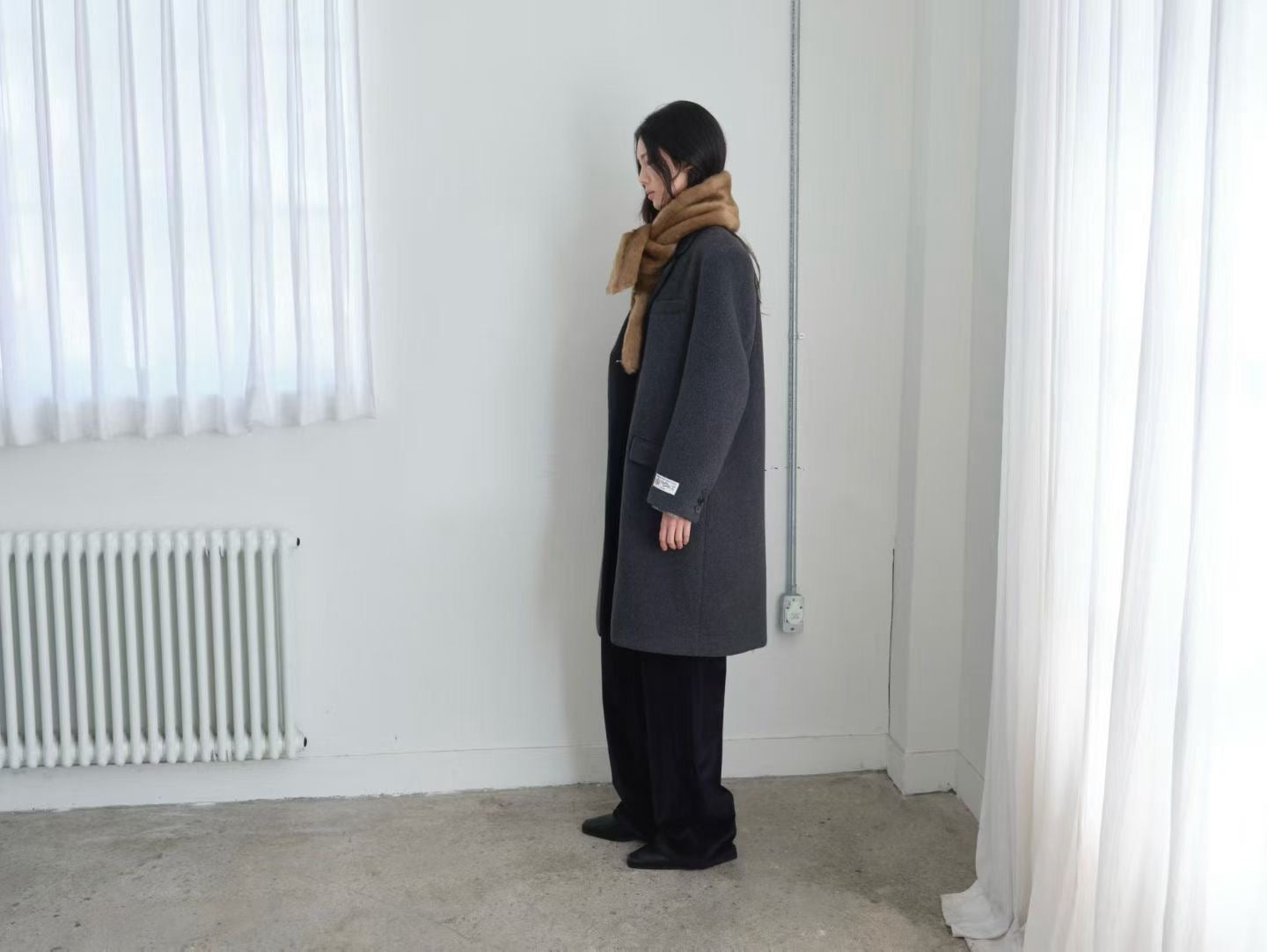 OT22029- 韓國設計師款質感西裝領長大衣