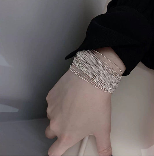 JW21609- 奢華感純銀多層次瀑布手鏈手飾