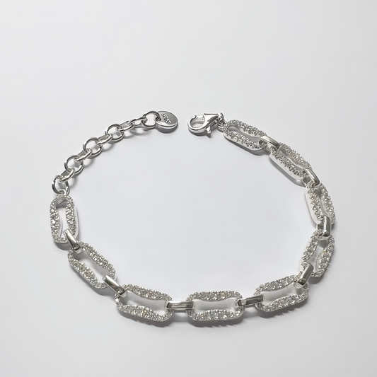 JW21701- 925純銀鑲鑽鏈節手鏈