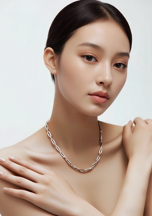 JW21660- 歐美風純銀回形針項鍊