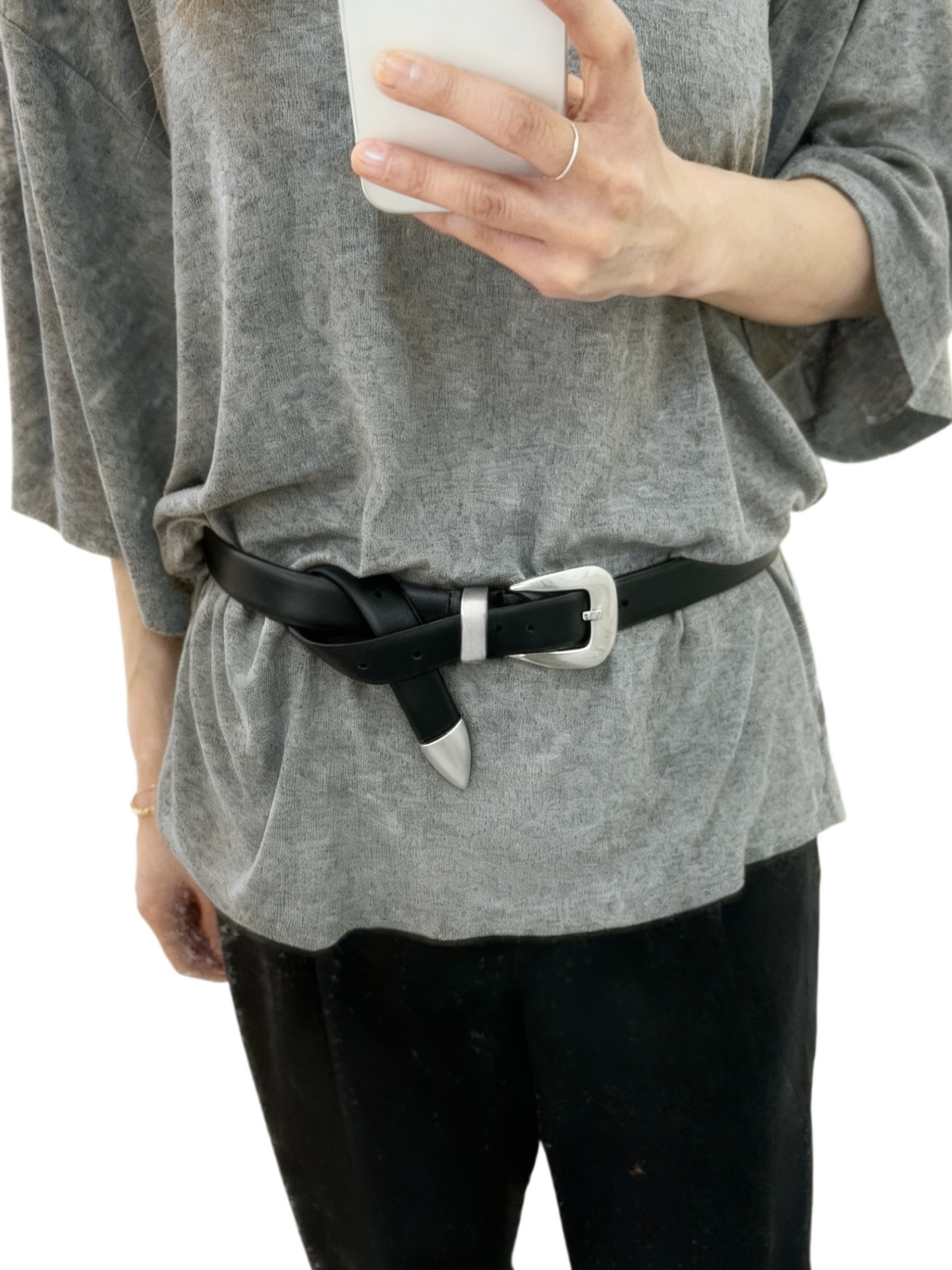 AC22060- 韓國簡約曲線釦真牛皮腰带皮帶