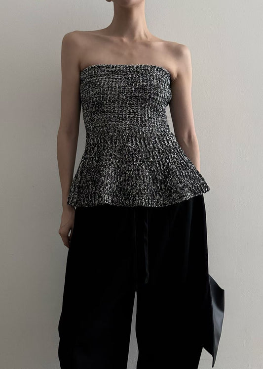 TP21869- 韓國簡約氣質平口針織抹胸上衣