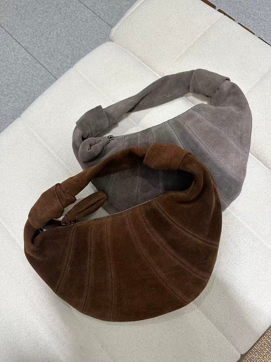 BG21882 - Lightweight Luxury Genuine Leather Horn Bag Underarm Croissant Bag Suede Cowhide 2 Colors (Pre-order Discount Available)