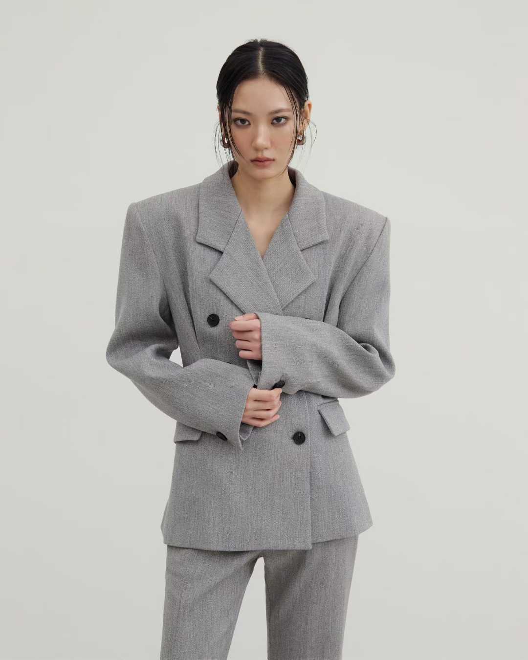 ST22001- 韓國雙排扣氣質百搭通勤西服外套
