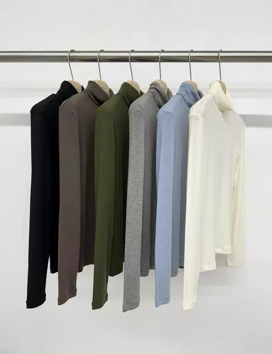 TP21989- 韓國韓國時尚高領天絲羊毛薄打底衫(6色)