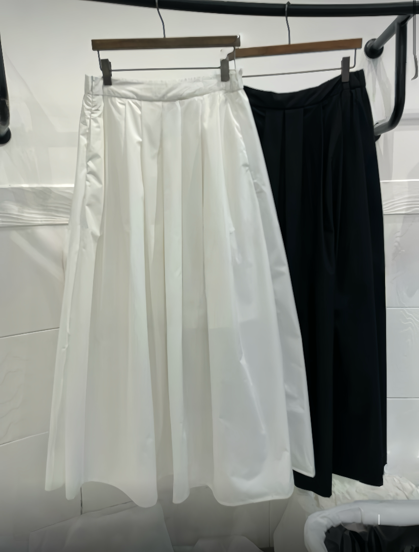 ST21506 - Designer niche asymmetrical pleated strapless top and A-line skirt set