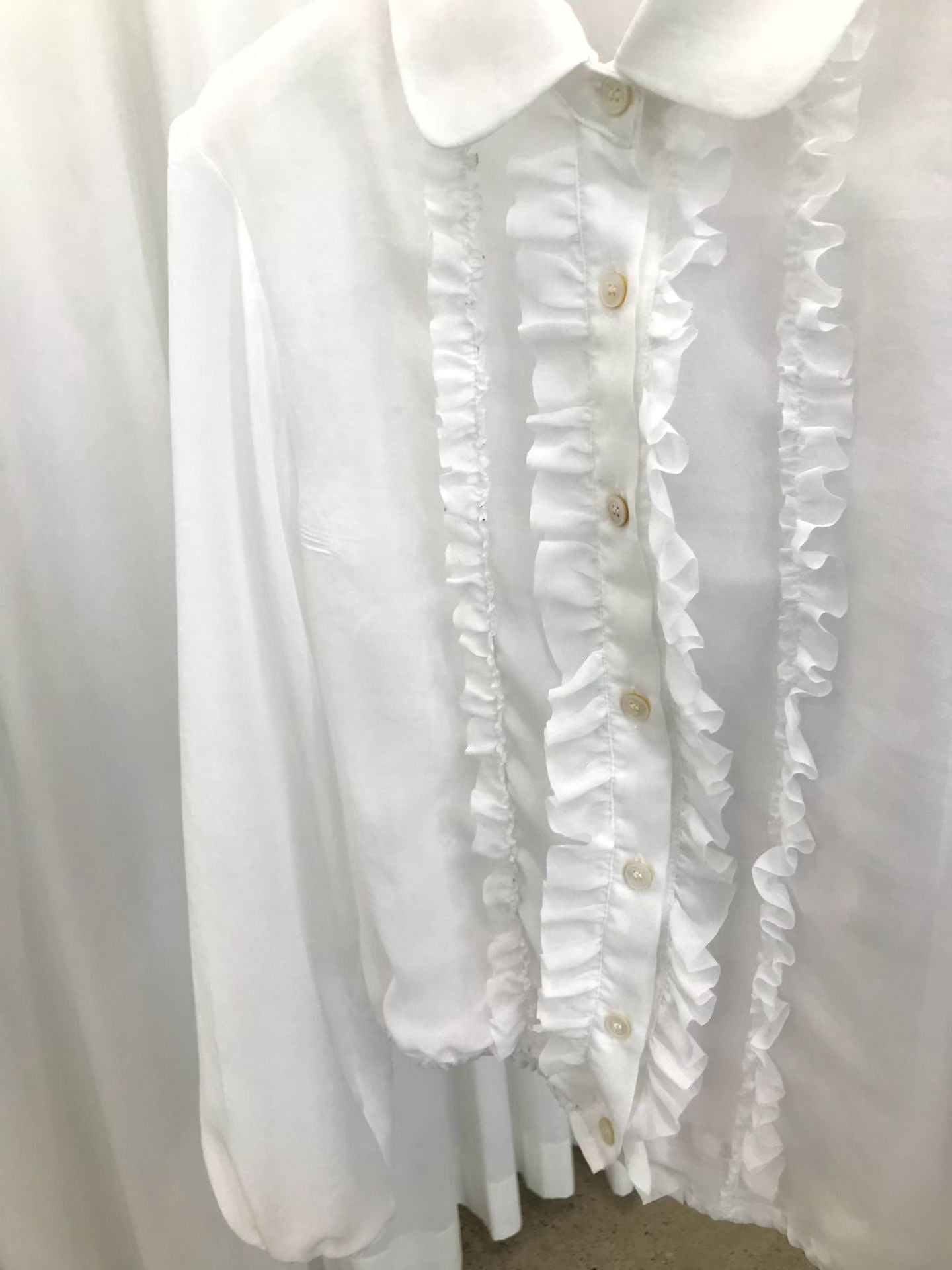 TP21968- 韓國浪漫法式甜美荷葉邊雪紡襯衫