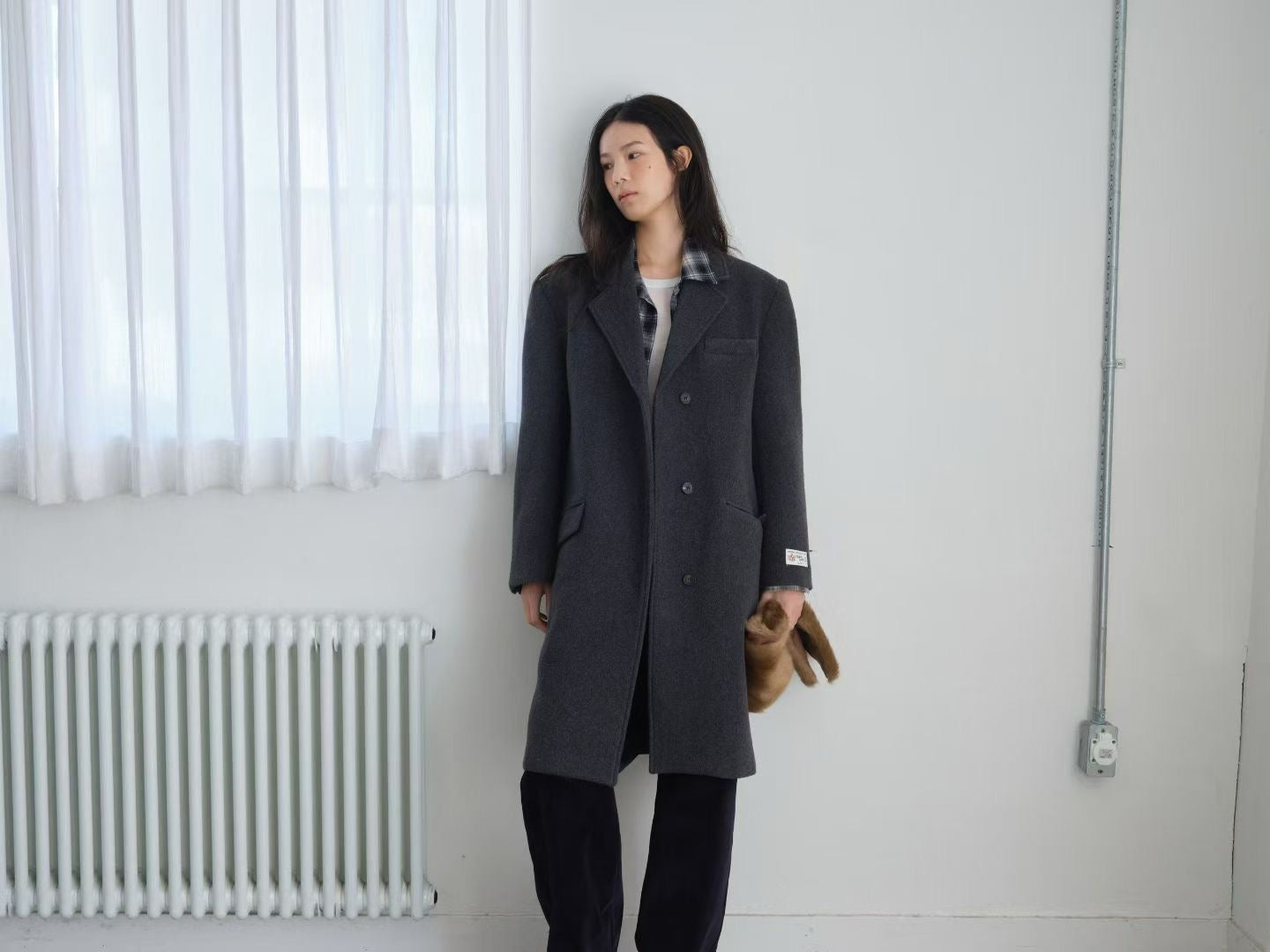 OT22029- 韓國設計師款質感西裝領長大衣