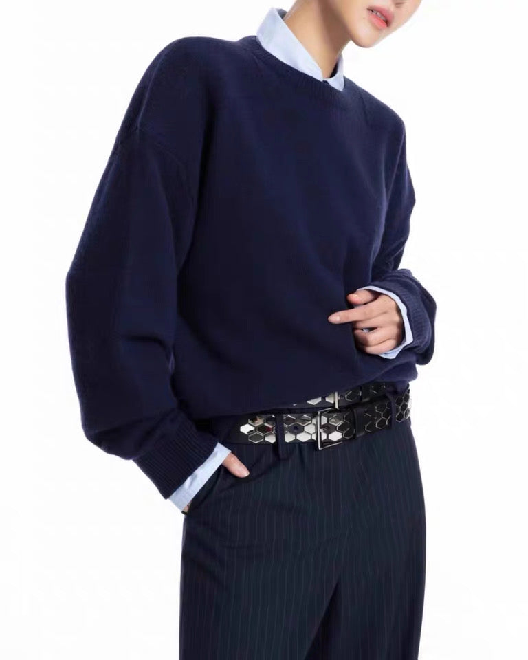 TP22022- 韓國羊絨寬鬆圓領長袖毛衣