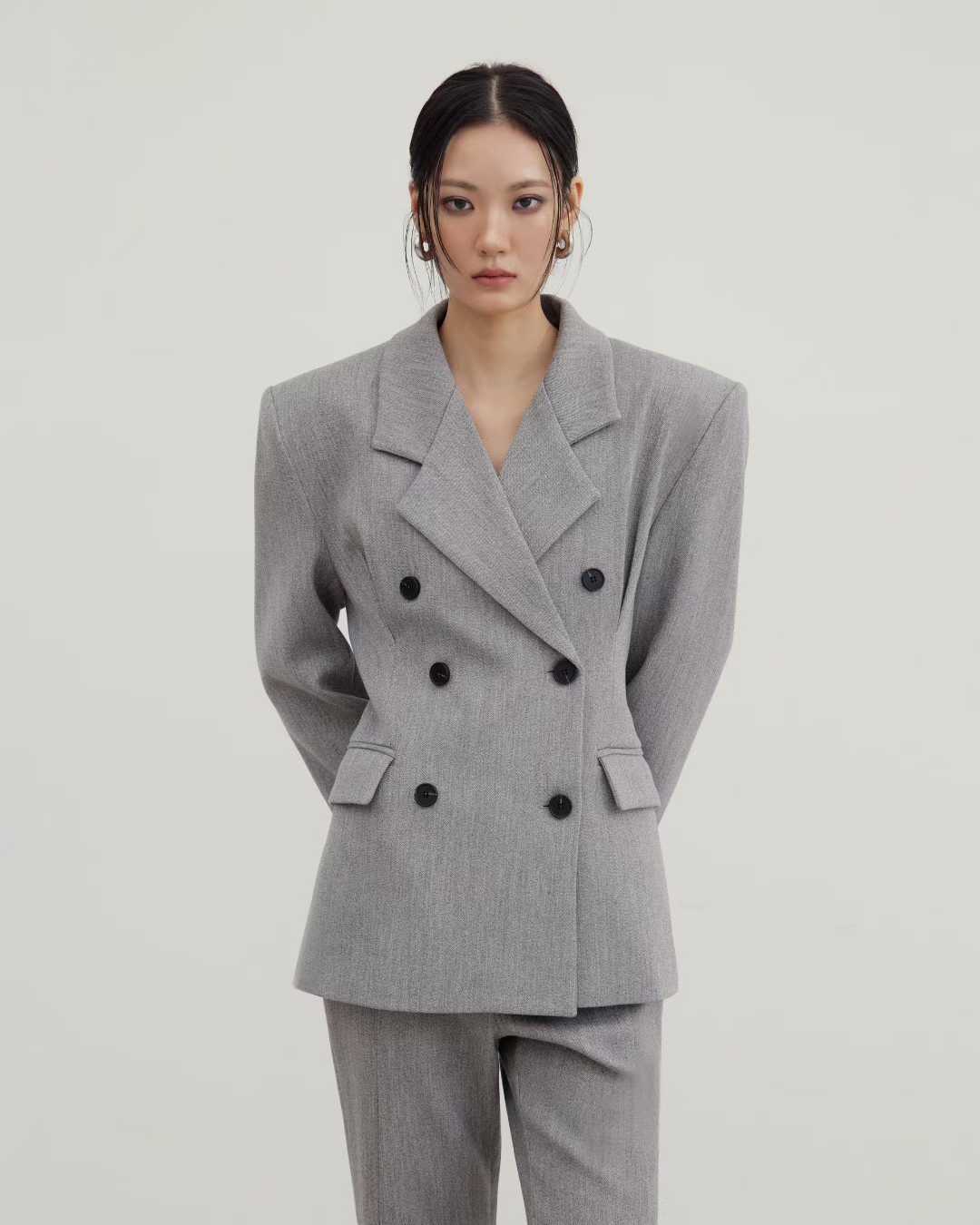 ST22001- 韓國雙排扣氣質百搭通勤西服外套