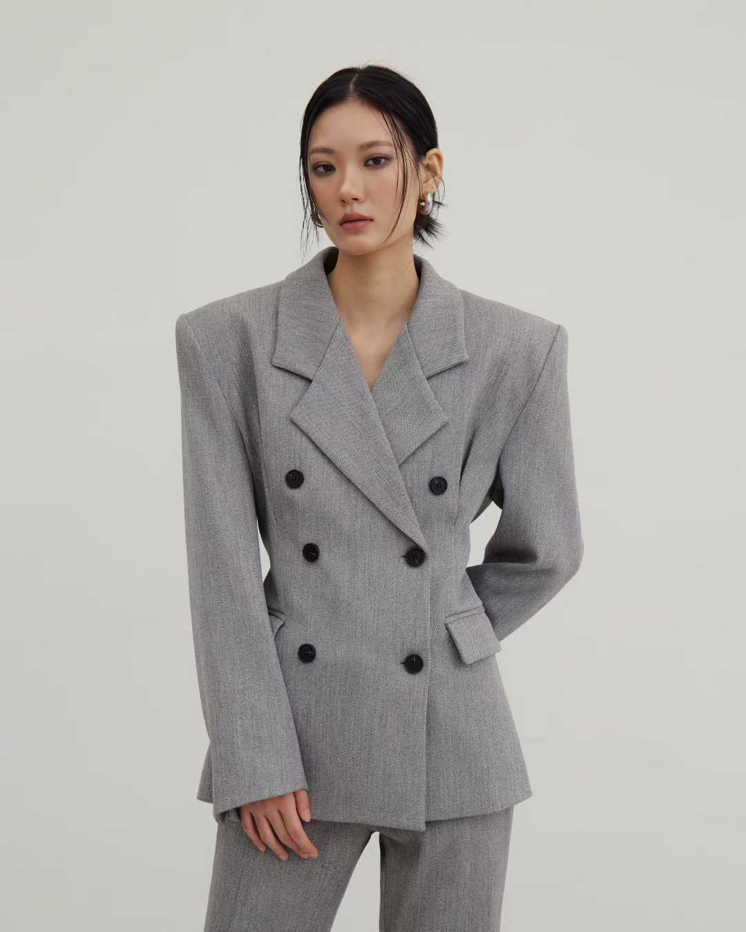 ST22001- 韓國雙排扣氣質百搭通勤西服外套