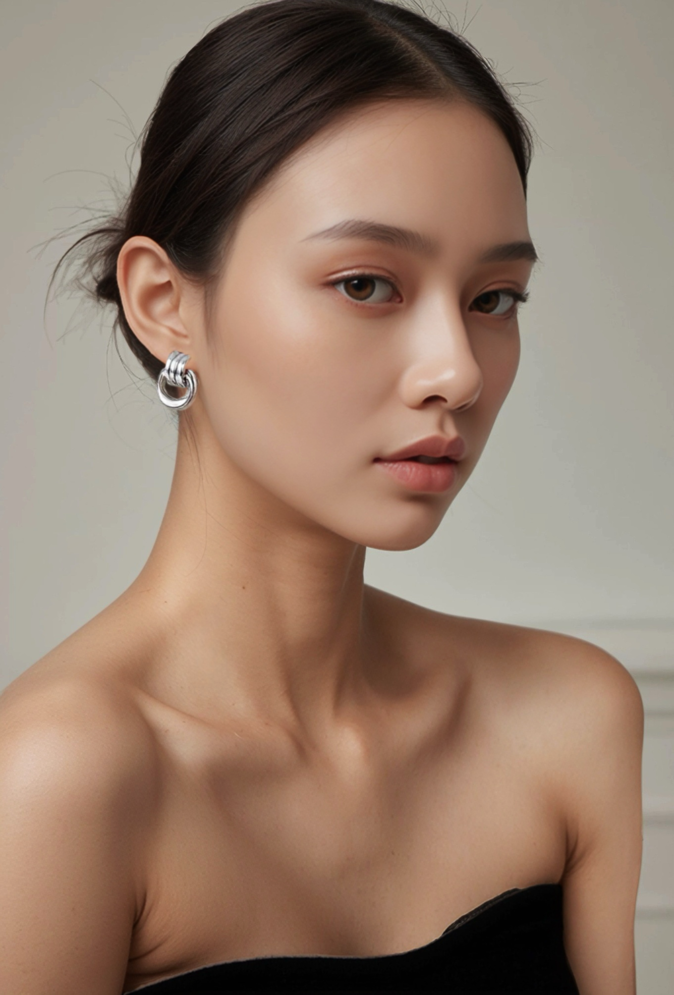 JW21628- 歐美風雙扣麻花誇張時髦耳環