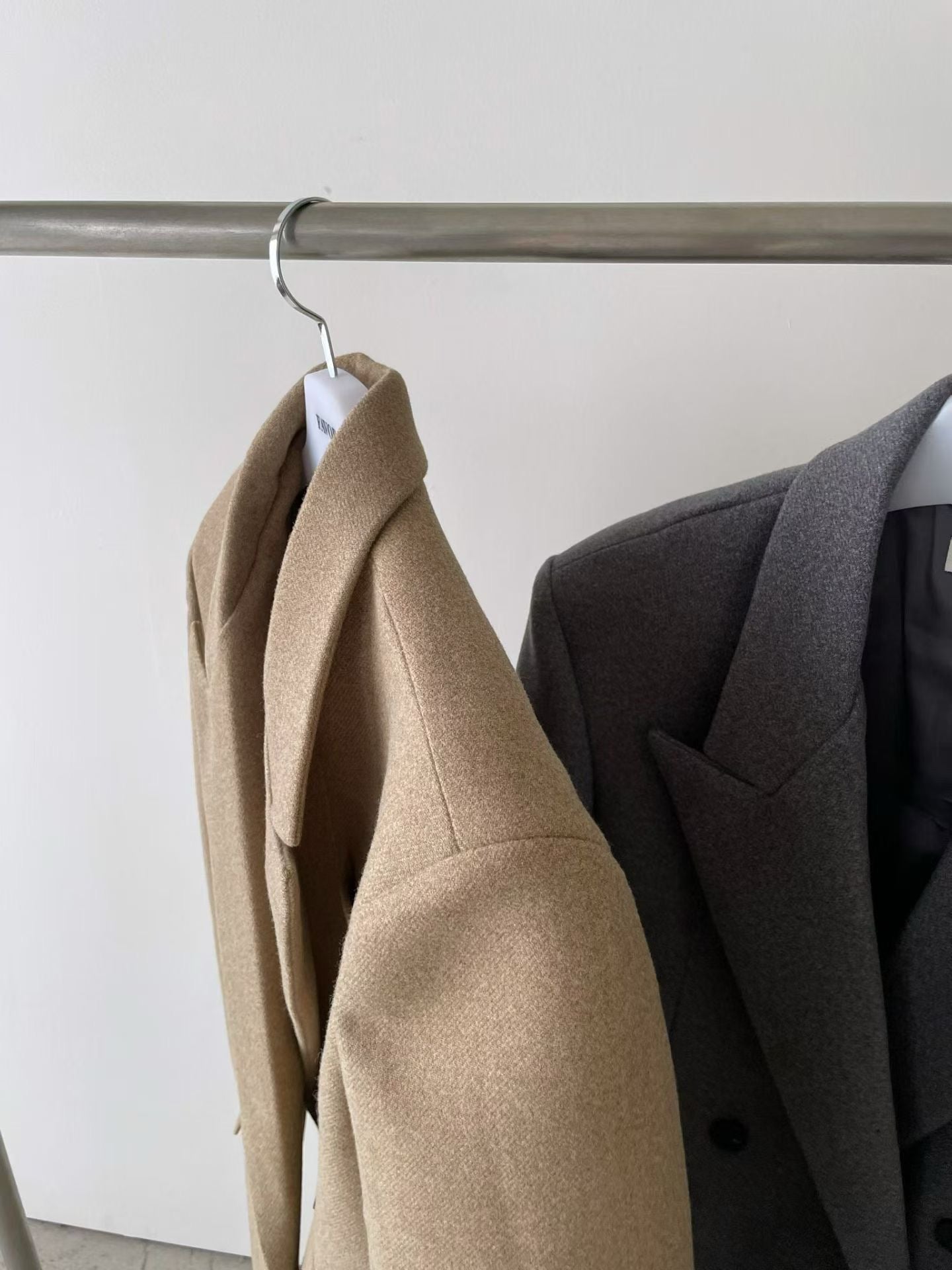 OT22026- 韓國設計師款經典寛鬆百搭毛呢雙排扣西裝