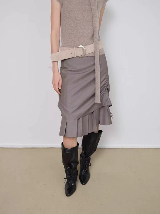 AC22022- 韓國大器優雅麂皮質感寬版金屬釦腰帶