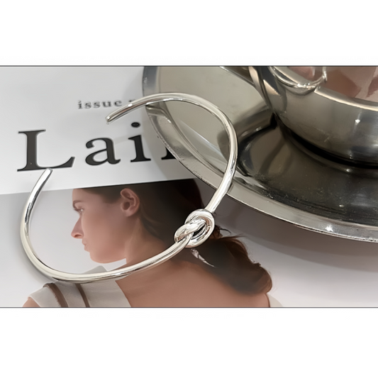 JW21700- 簡約結飾925純銀開口手鐲