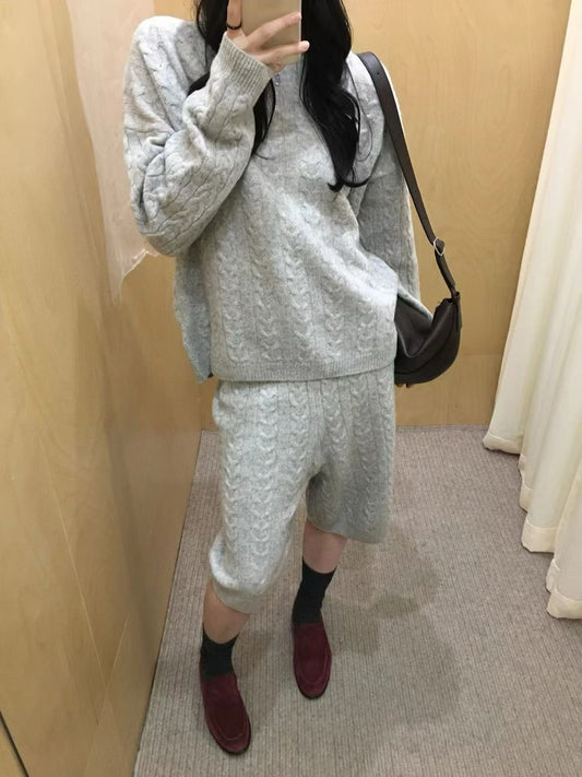ST21939- 韓國學院風麻花編織針織套裝