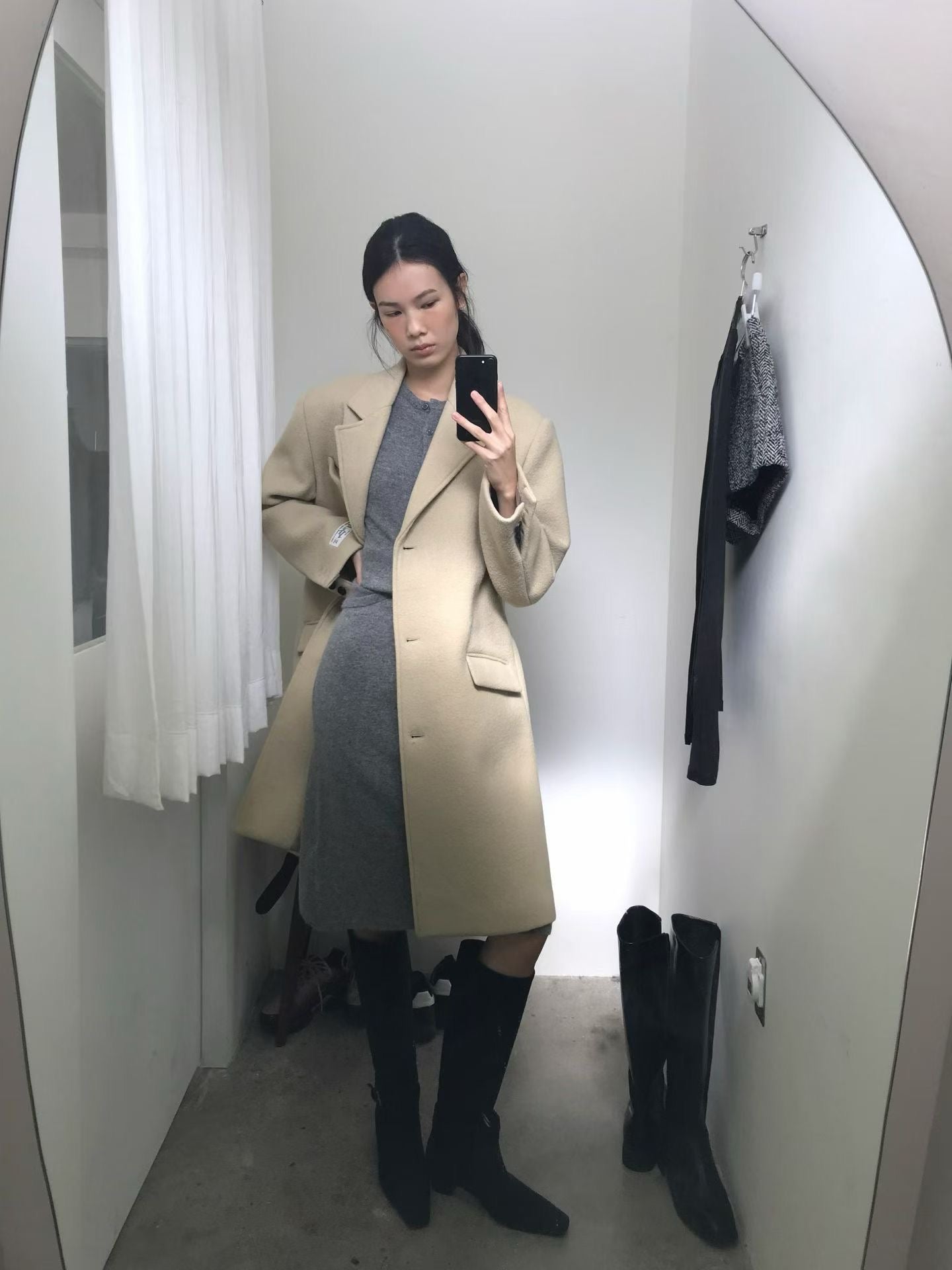 OT22029- 韓國設計師款質感西裝領長大衣