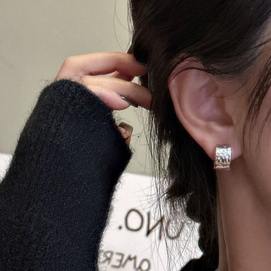 JW21613- 質感純銀波浪紋設計耳環