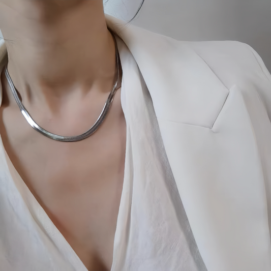 JW21681- S925純銀扁蛇骨項鍊4.5mm (2色)