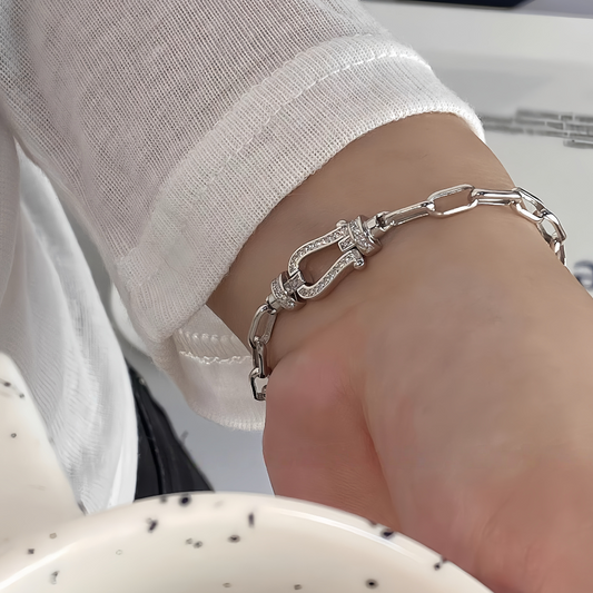 JW21713- 輕奢微鑲鋯石馬蹄手鏈