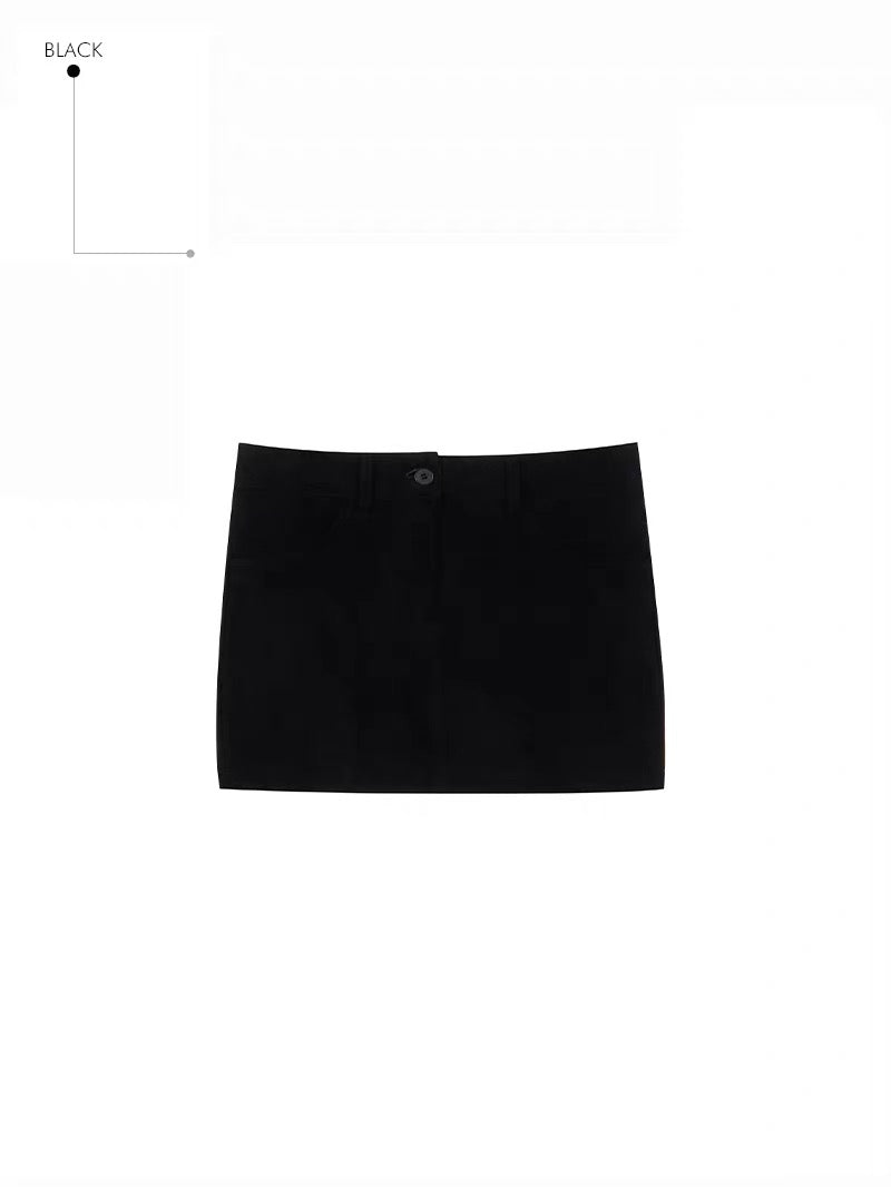 ST21802- 韓國麂皮絨復古西裝外套+短裙兩件式套裝不包腰带(2色)