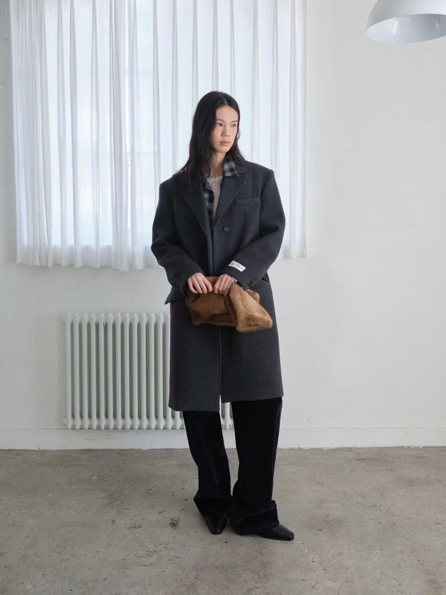 OT22029- 韓國設計師款質感西裝領長大衣