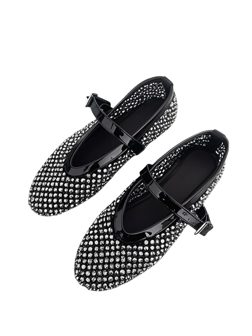 SH21288 - Dazzling Water Diamond Mary Jane Shoes (Women's), Fashionable Diamond-Embellished Flat Shoes